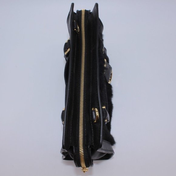 Michael Kors SATCHEL Rabbit Fur/ Calf Leather Shoulder Bag Purse - Picture 9 of 10